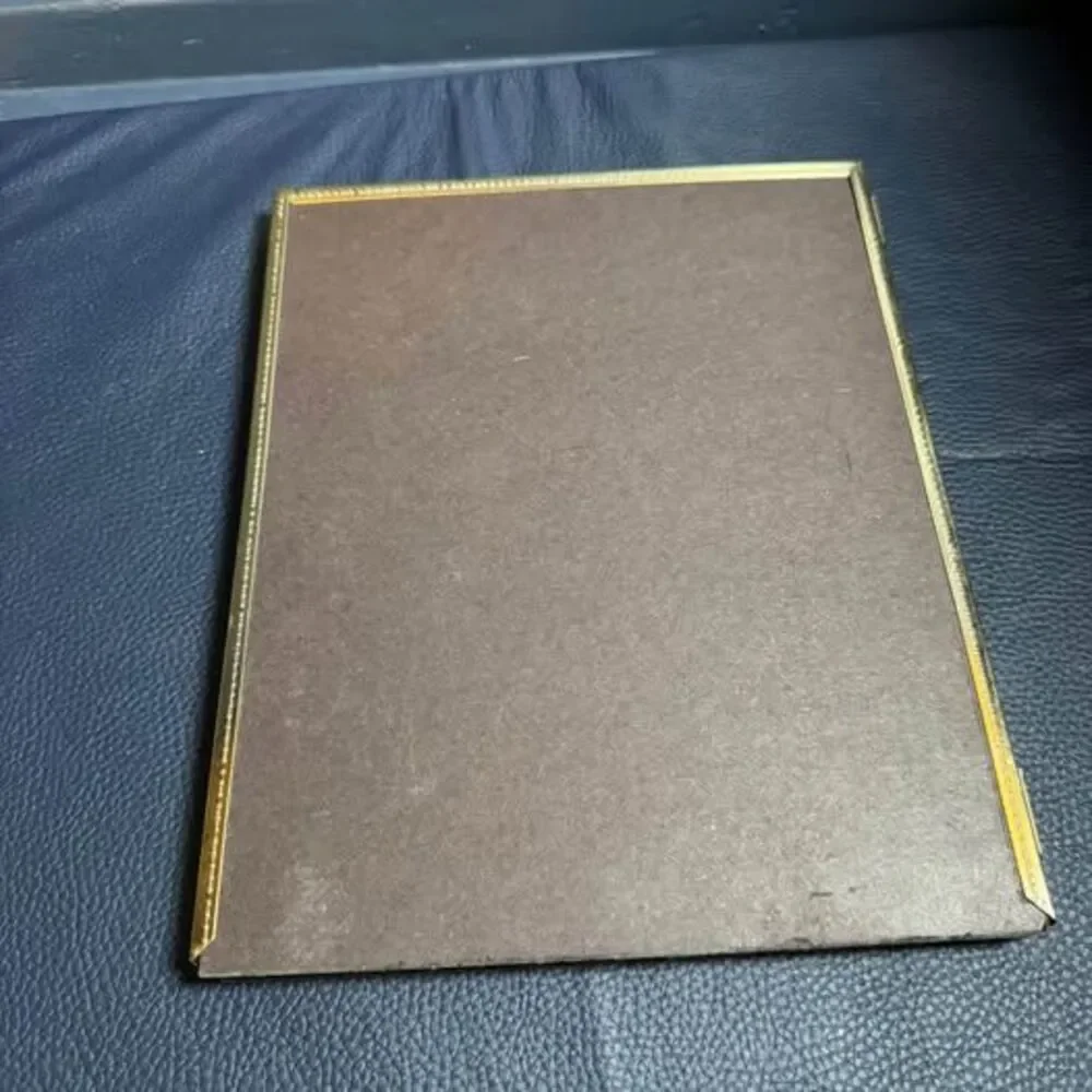 Vintage Gold Metal Double 8x10 Hinged Picture Frame, MCM Bifold Ornate Beaded